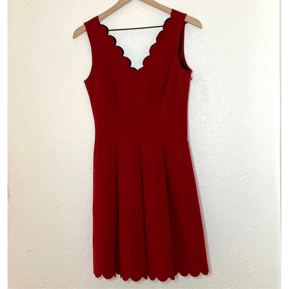 Red Banana Republic scalloped dress, NW0T, holiday party, pockets!